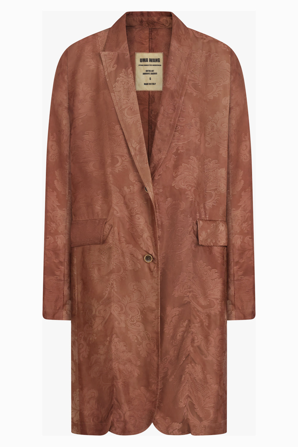 Katia Jacquard Print Longline Relaxed Jacket | Dark Rose
